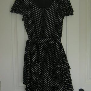 Jaeger Navy White Polka Dot Silk Dress Size 10